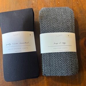 NWT LOFT Black Opaque & Gray Sweater Tights Duo